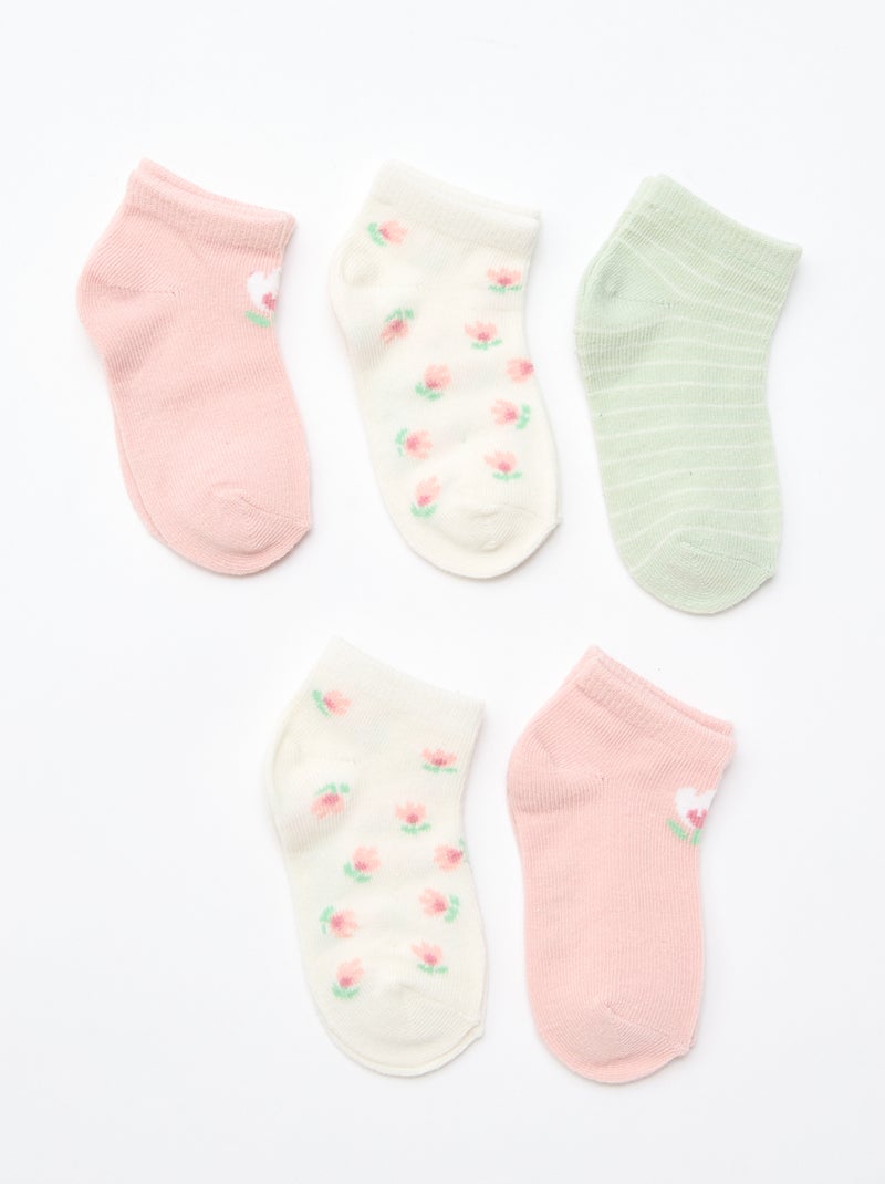 - Lot de 5 paires de chaussettes invisibles Rose - Kiabi