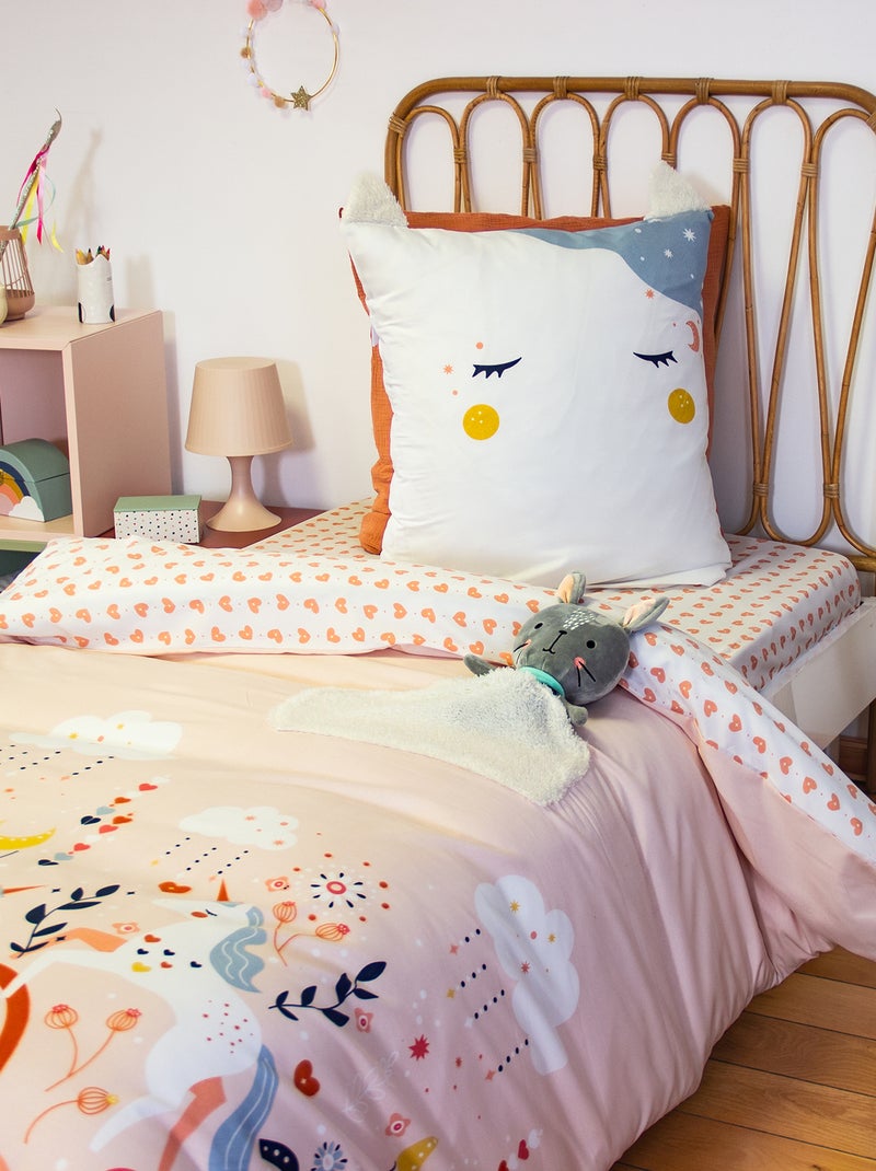 1-Person 2-Piece Unicorn Bedding Set: Duvet Cover + Pillowcase Pink - Kiabi