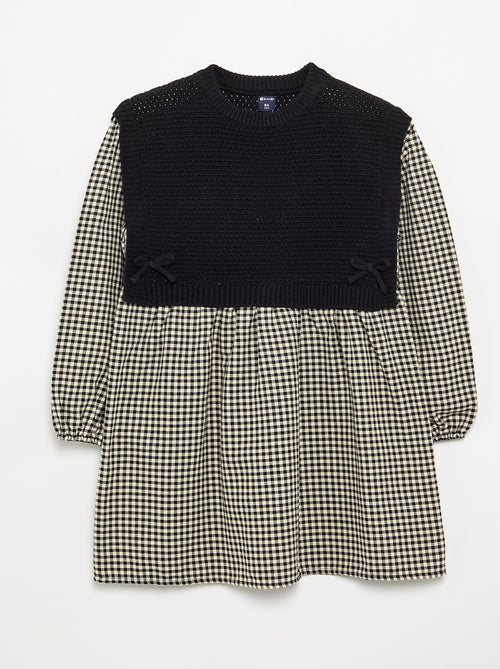 2-in-1 Dress with Knit Top and Flannel Bottom - Kiabi