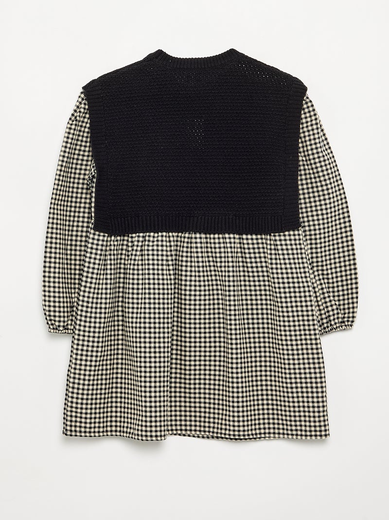2-in-1 Dress with Knit Top and Flannel Bottom Black - Kiabi