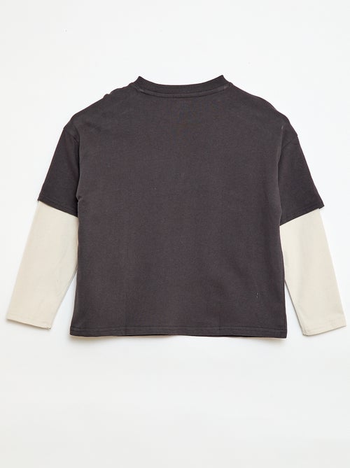 2-in-1 Effect Long-Sleeve T-Shirt - Kiabi