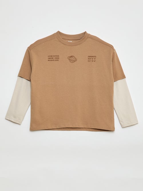 2-in-1 Effect Long-Sleeved T-Shirt - Kiabi 2-in-1 Effect Long-Sleeved T-Shirt - Kiabi