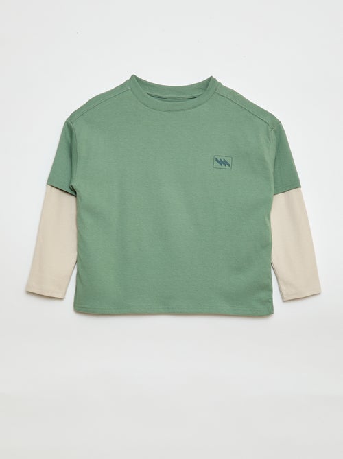 2-in-1 Effect Long-Sleeved T-Shirt - Kiabi