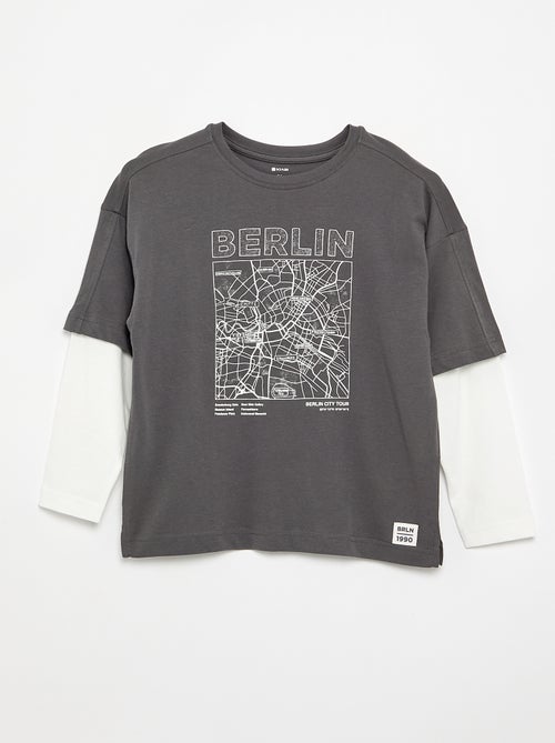 2-in-1 Effect Long-Sleeved T-Shirt - Kiabi 2-in-1 Effect Long-Sleeved T-Shirt - Kiabi