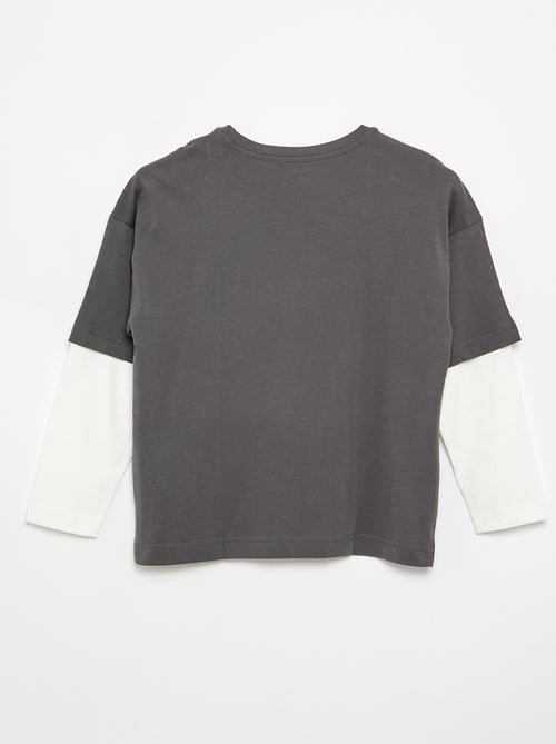 2-in-1 Effect Long-Sleeved T-Shirt - Kiabi 2-in-1 Effect Long-Sleeved T-Shirt - Kiabi