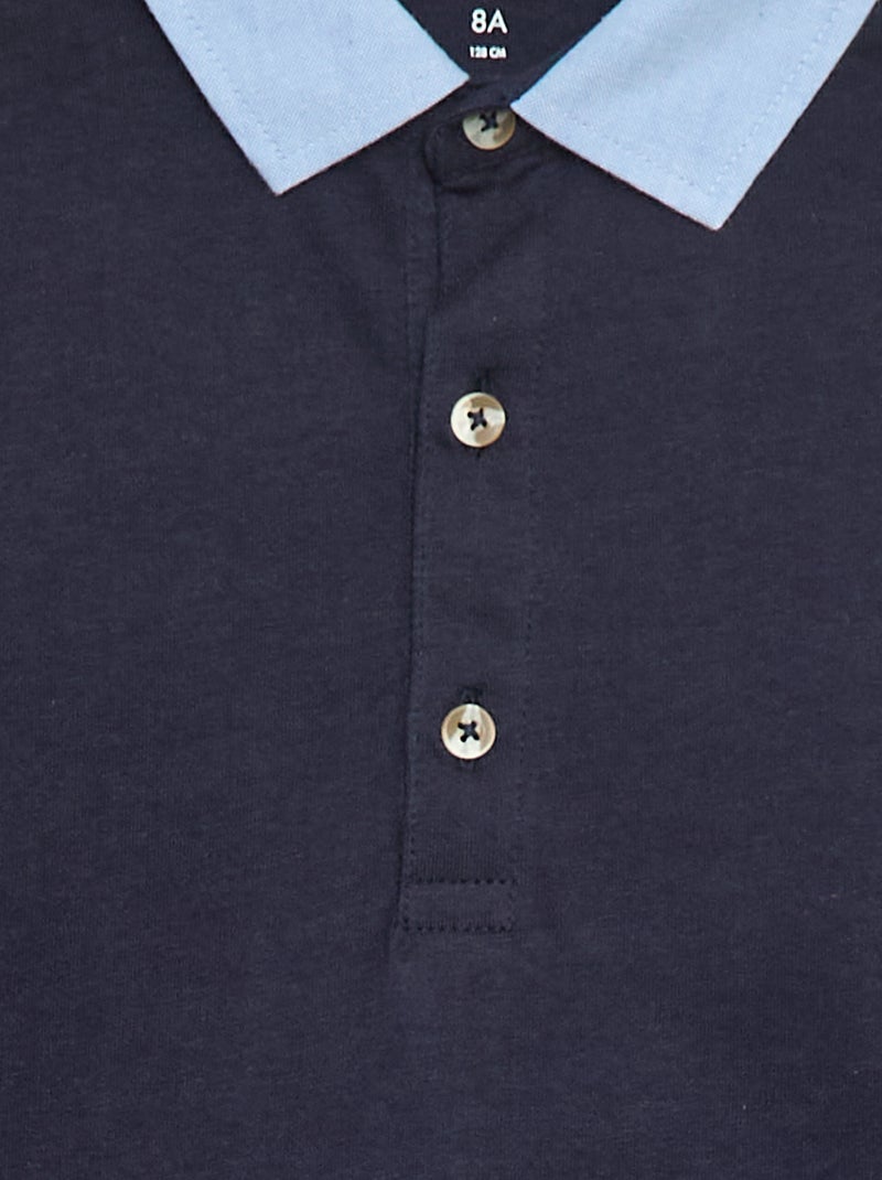 2-in-1 Effect Short-Sleeved Polo Shirt Blue - Kiabi