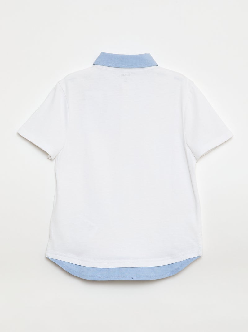2-in-1 Effect Short-Sleeved Polo Shirt White - Kiabi
