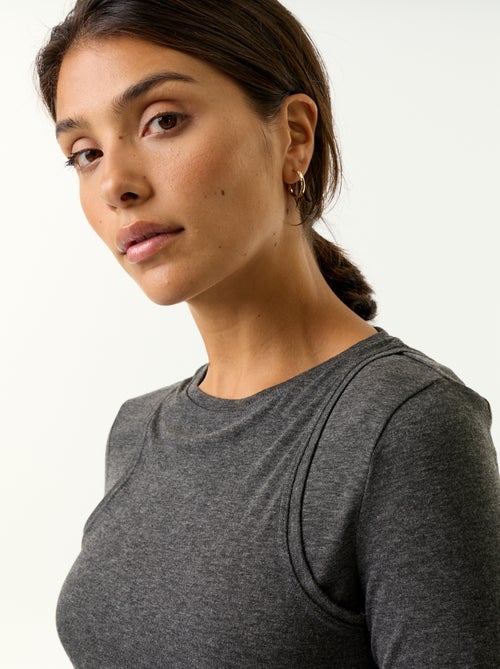 2-in-1 effect T-shirt with tank top - Kiabi