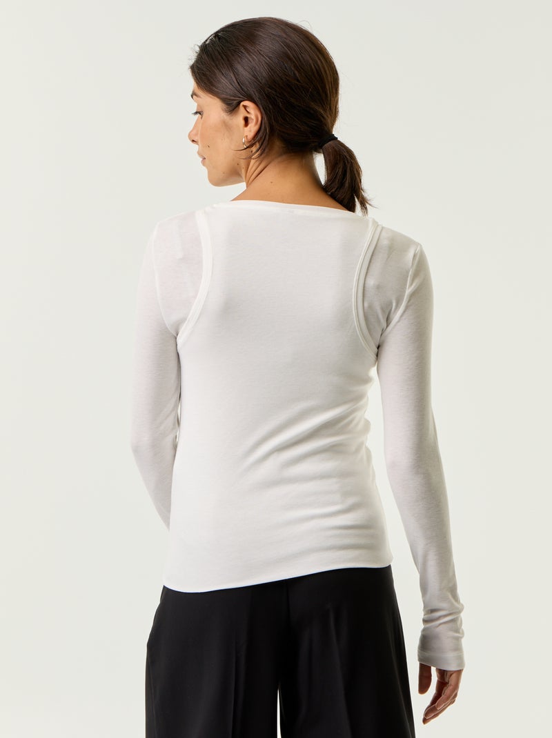 2-in-1 effect T-shirt with tank top White - Kiabi