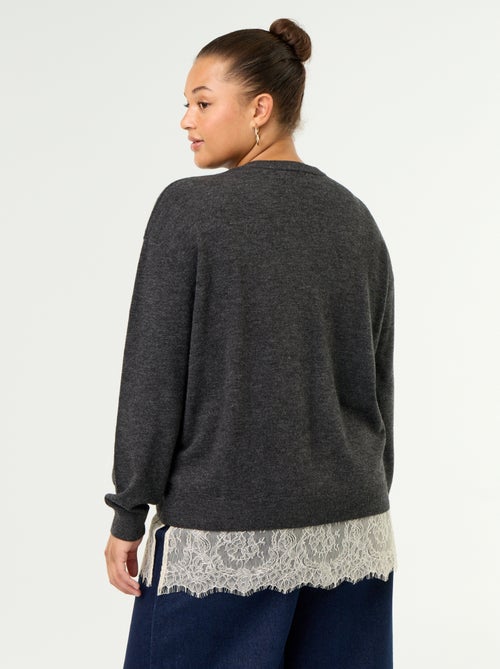 2-in-1-Pullover aus Wollmischung und Spitze - Kiabi