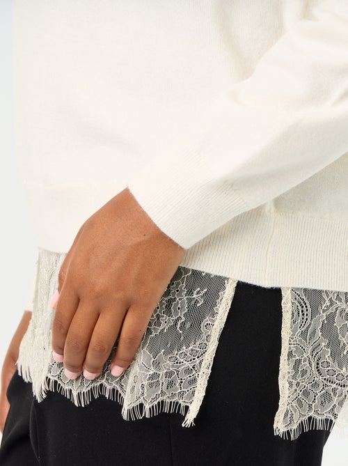 2-in-1-Pullover aus Wollmischung und Spitze - Kiabi