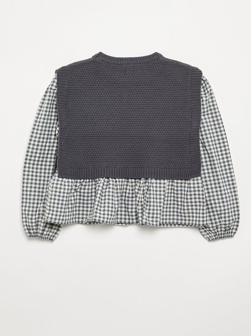 2-in-1 Pullover im Blusen-Look Grau - Kiabi