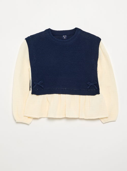 2-in-1-Pullover mit Blusen-Effekt - Kiabi
