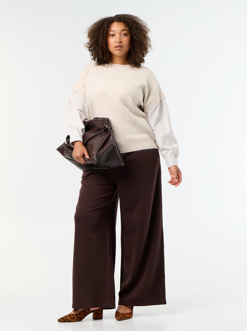 2-in-1 Pullover mit Hemd Beige - Kiabi
