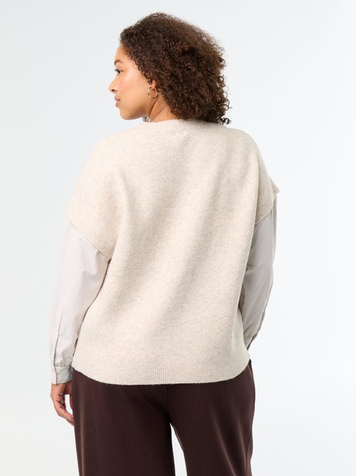2-in-1 Pullover mit Hemd - Kiabi