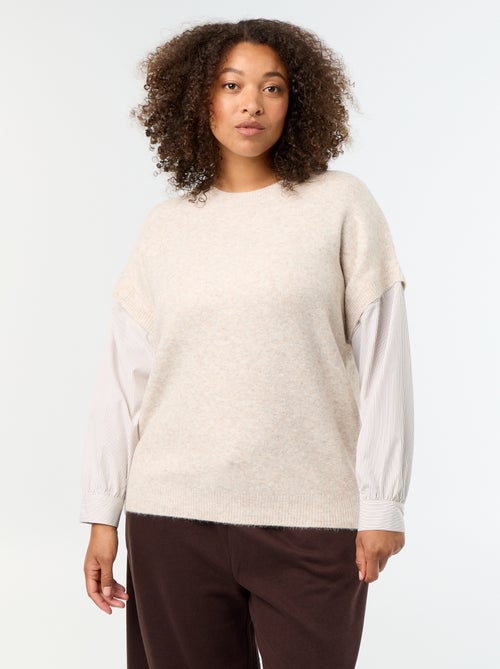 2-in-1 Pullover mit Hemd - Kiabi