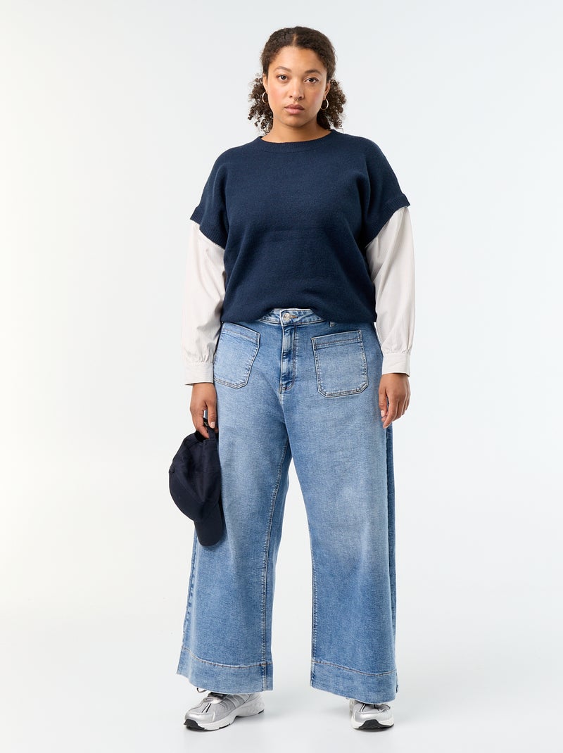 2-in-1 Pullover mit Hemd Blau - Kiabi