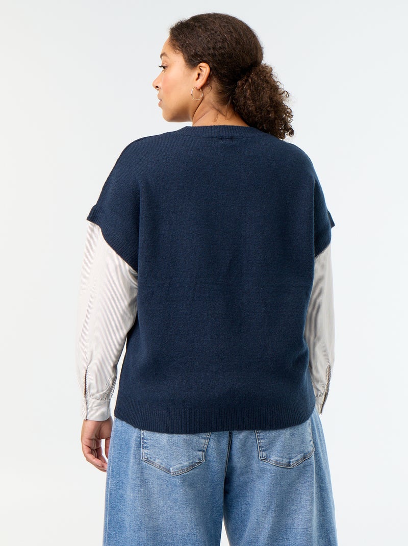 2-in-1 Pullover mit Hemd Blau - Kiabi