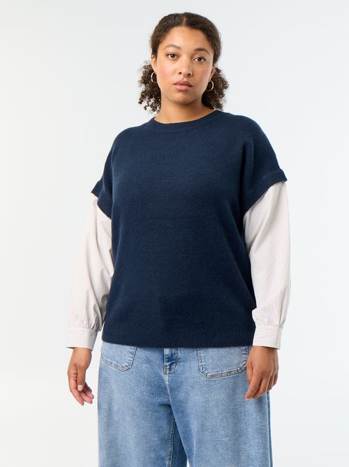 2-in-1 Pullover mit Hemd - Kiabi
