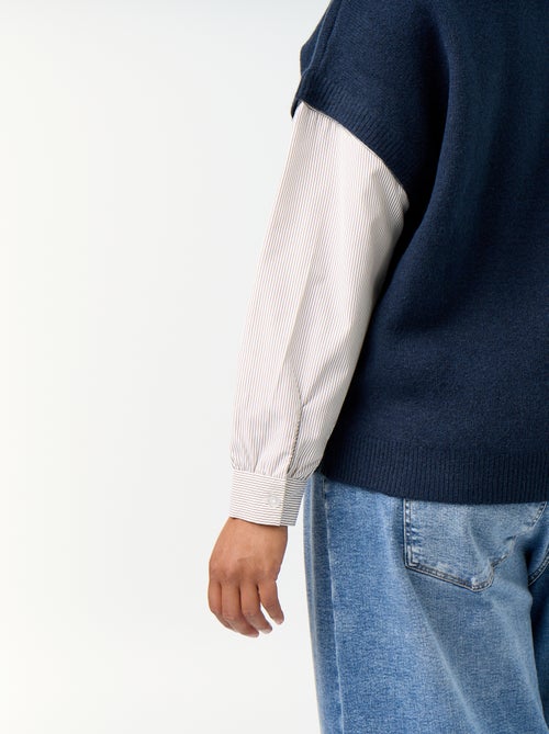 2-in-1 Pullover mit Hemd - Kiabi