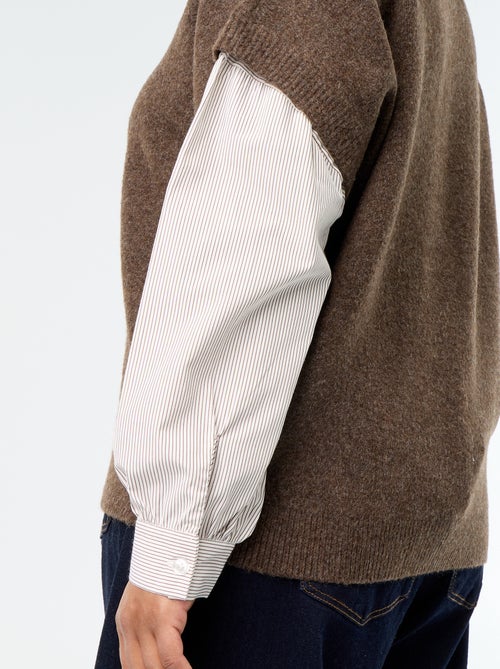 2-in-1 Pullover mit Hemd - Kiabi