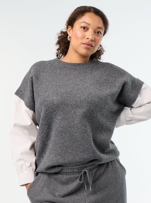 2-in-1 Pullover mit Hemd - Kiabi