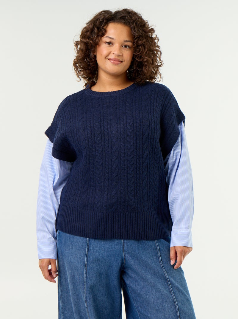 2-in-1 Shirt Sweater Blue - Kiabi
