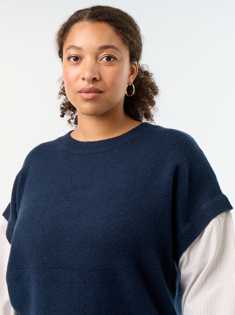 2-in-1 Sweater with Shirt Blue - Kiabi