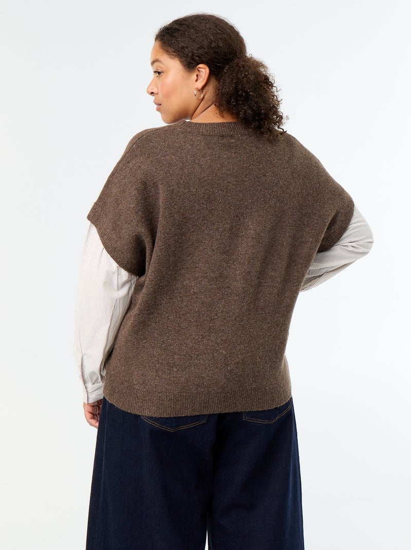 2-in-1 Sweater with Shirt Brown - Kiabi