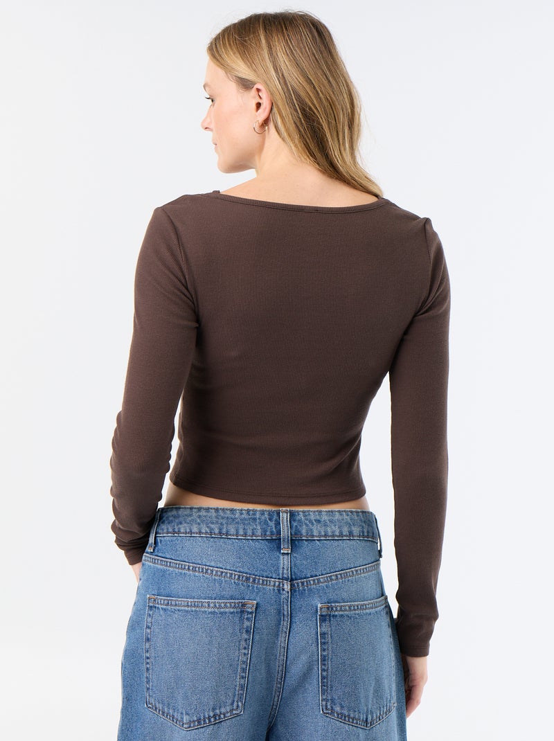 2-in-1 T-Shirt mit Spitzenkragen Braun - Kiabi