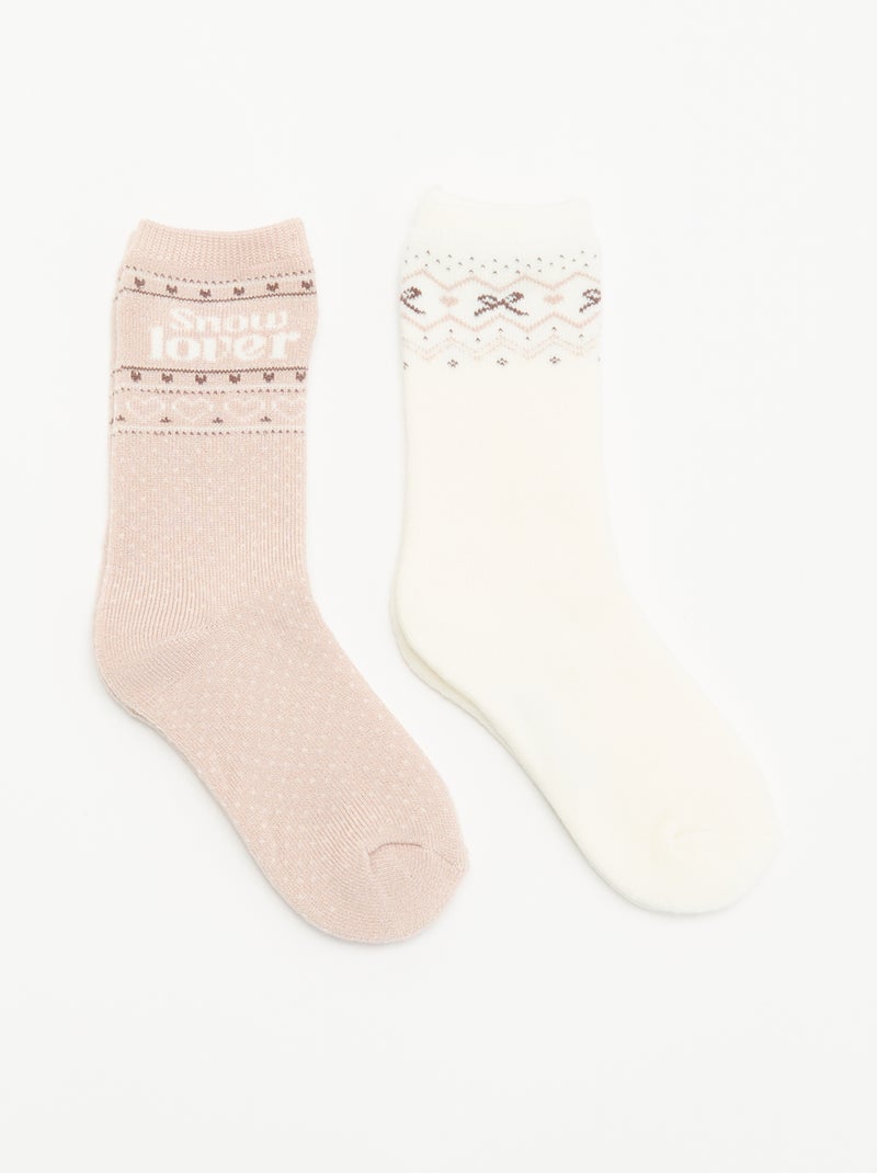 2 Paar gefütterte Socken im Set Blanc - Kiabi