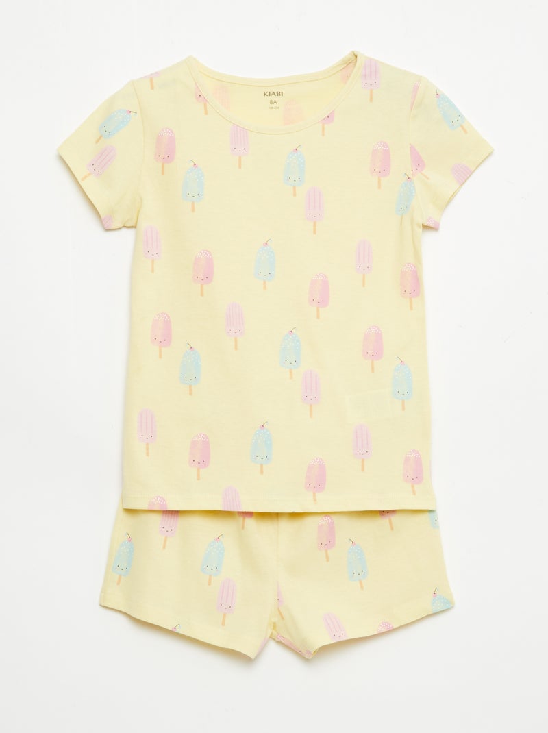 2-Pack Cotton Jersey Short Pajama Sets Yellow - Kiabi