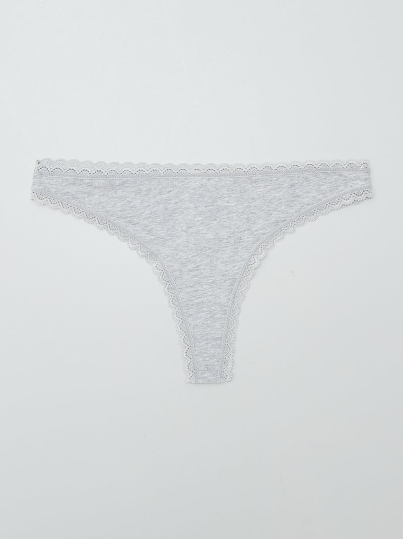 2-Pack Cotton Thong Set GREY - Kiabi