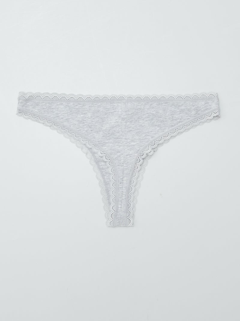 2-Pack Cotton Thong Set GREY - Kiabi