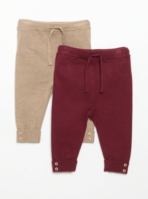 2-Pack Knitted Cotton Trousers - Kiabi