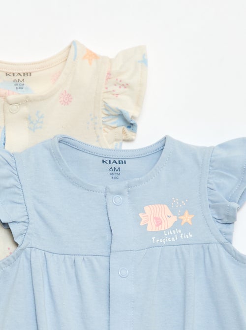 2-Pack Lightweight Sleepsuits with Ruffled Armholes - Kiabi
