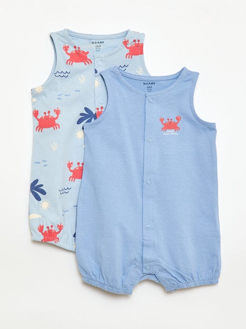 2-Pack Lightweight Sleepsuits with Snap Fastening - Kiabi