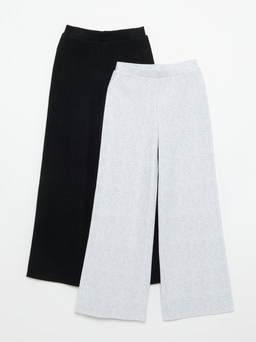 2-pack of flat ribbed knit trousers - Kiabi