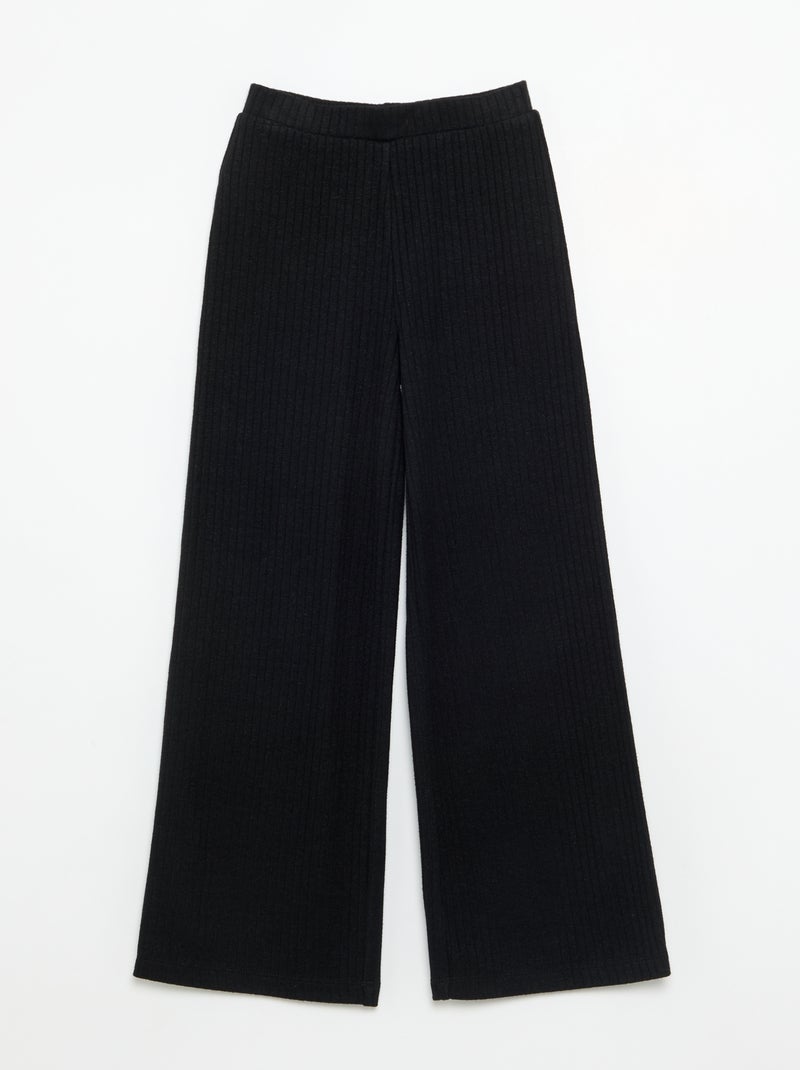 2-pack of flat ribbed knit trousers Black - Kiabi