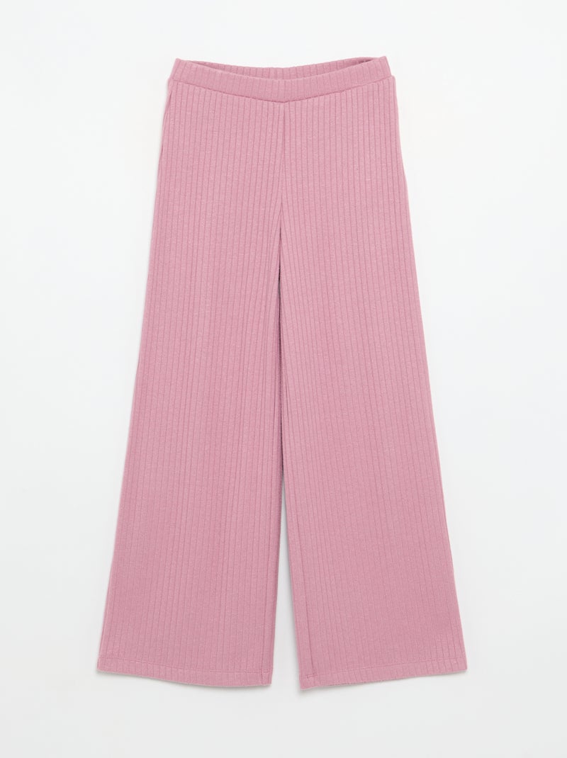 2-pack of flat ribbed knit trousers Pink - Kiabi