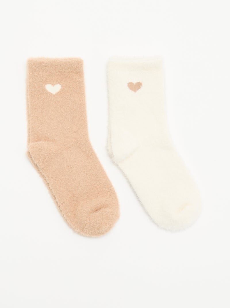 2-pack of Fun Patterned Ankle Socks Beige - Kiabi