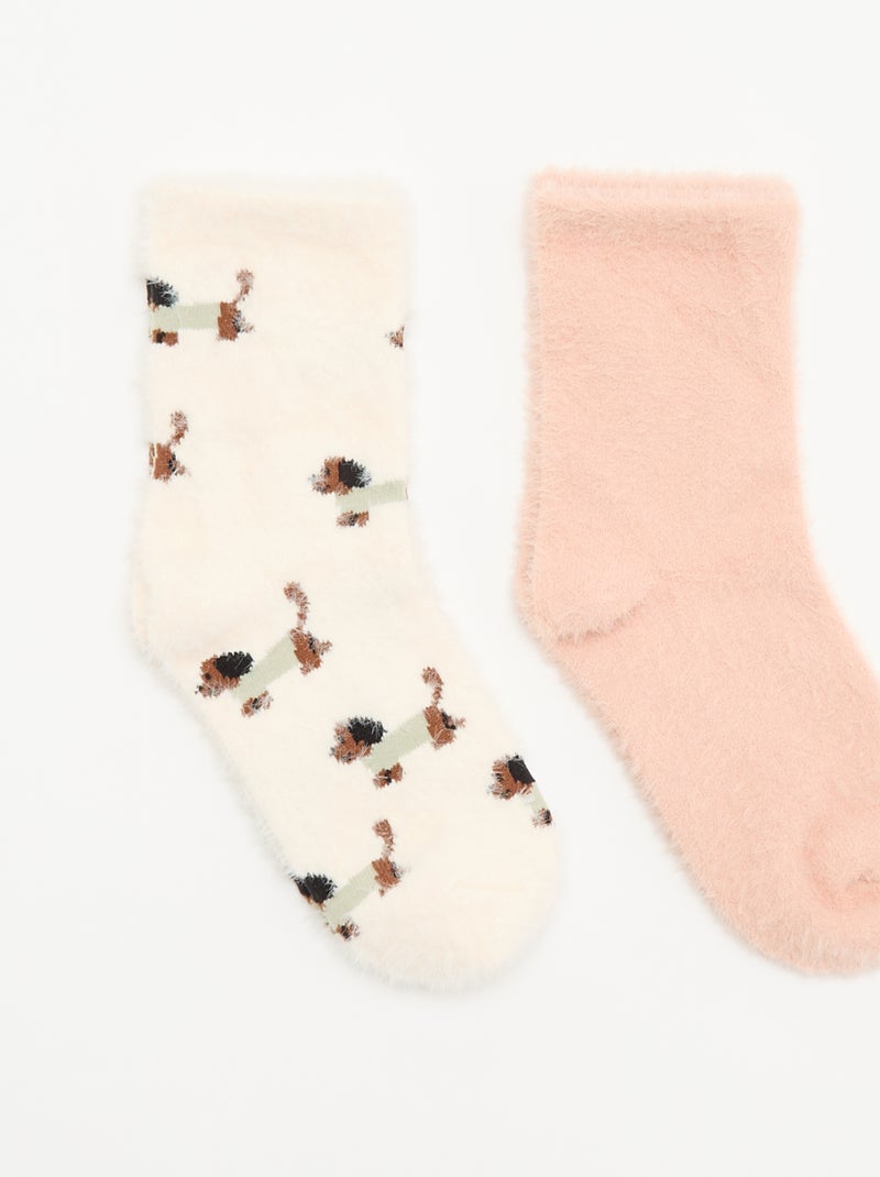 2-pack of Fun Patterned Ankle Socks Pink - Kiabi