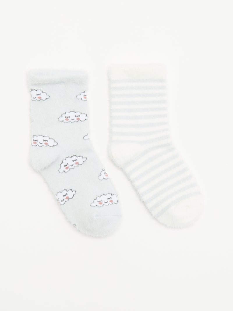 2-Pack of Fun Patterned Mid-Calf Socks Sky blue - Kiabi