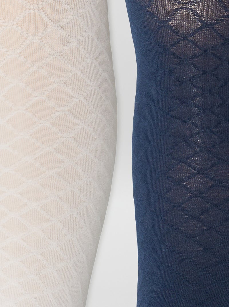 2-Pack of Lightweight Patterned Tights BLUE - Kiabi