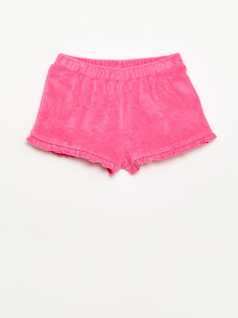 2-pack of plain ruffled terry shorts Purple - Kiabi