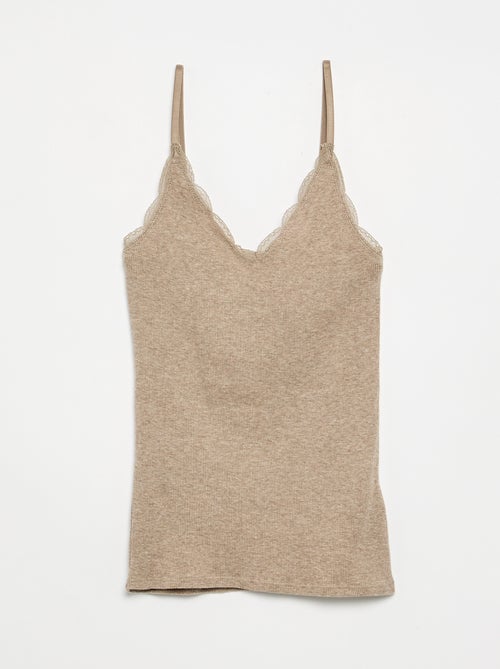 2-pack of ribbed lace-trim tank tops - Kiabi