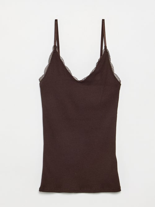 2-pack of ribbed lace-trim tank tops - Kiabi