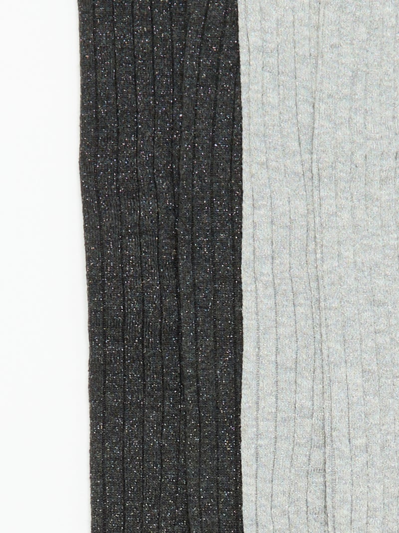 2-pack of Ribbed Tights Grey - Kiabi