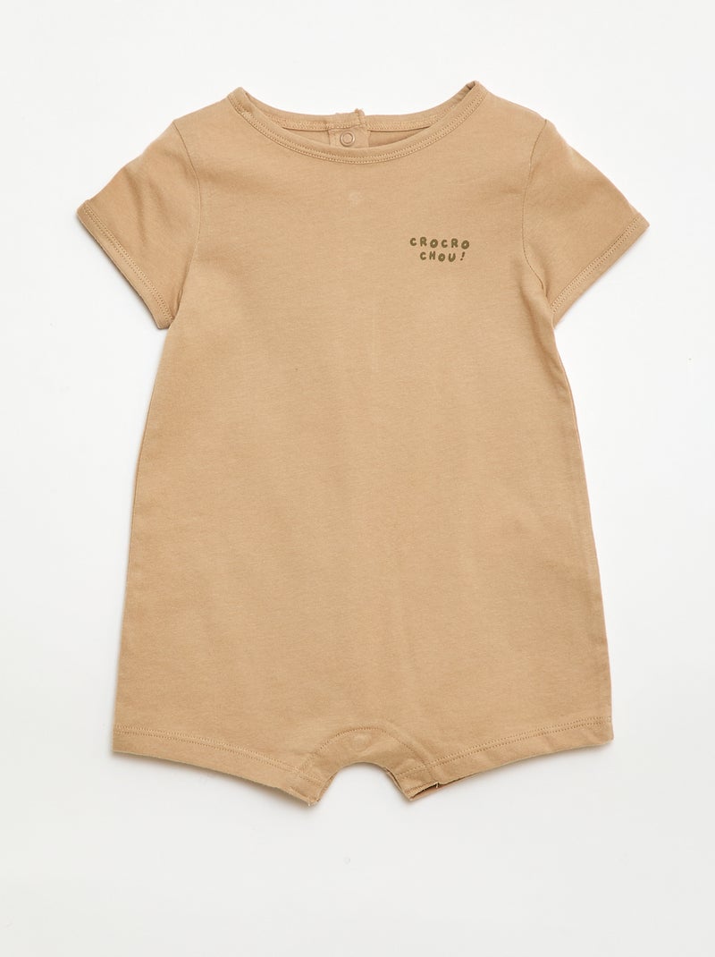 2-Pack of Short Jersey Rompers Green - Kiabi