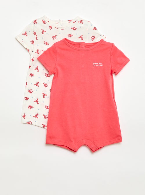 2-Pack of Short Jersey Rompers - Kiabi